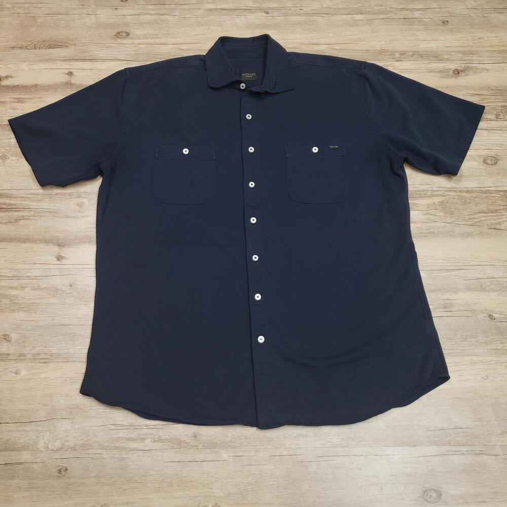 Alton Lane Shirt Mens XL Blue Solid Short Sleeve Button Up Tailored Fit Casual
